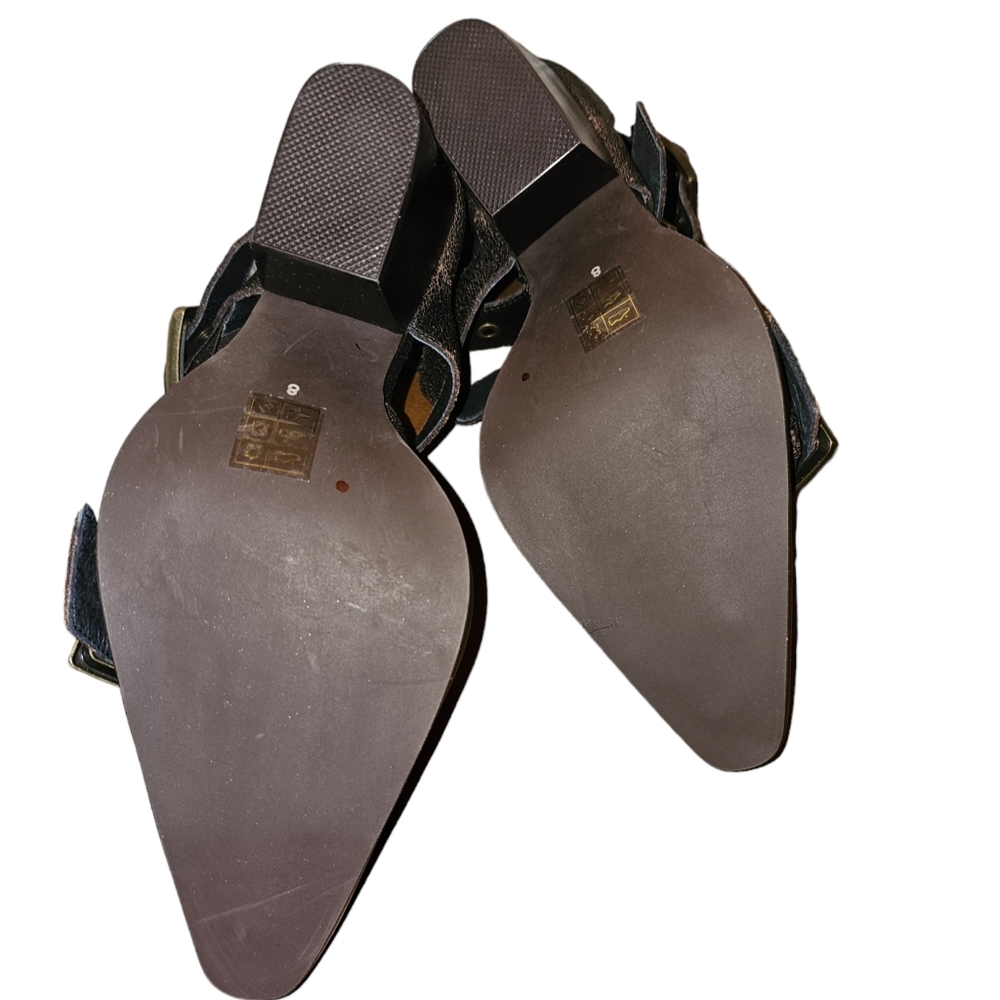 Free People JEFFREY CAMPBELL Hendrix Heels Brown Crackle Leather Size 8 - Picture 5 of 6